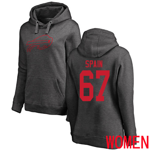 NFL Women Buffalo Bills #67 Quinton Spain Ash One Color Pullover Hoodie Sweatshirt->women nfl jersey->Women Jersey